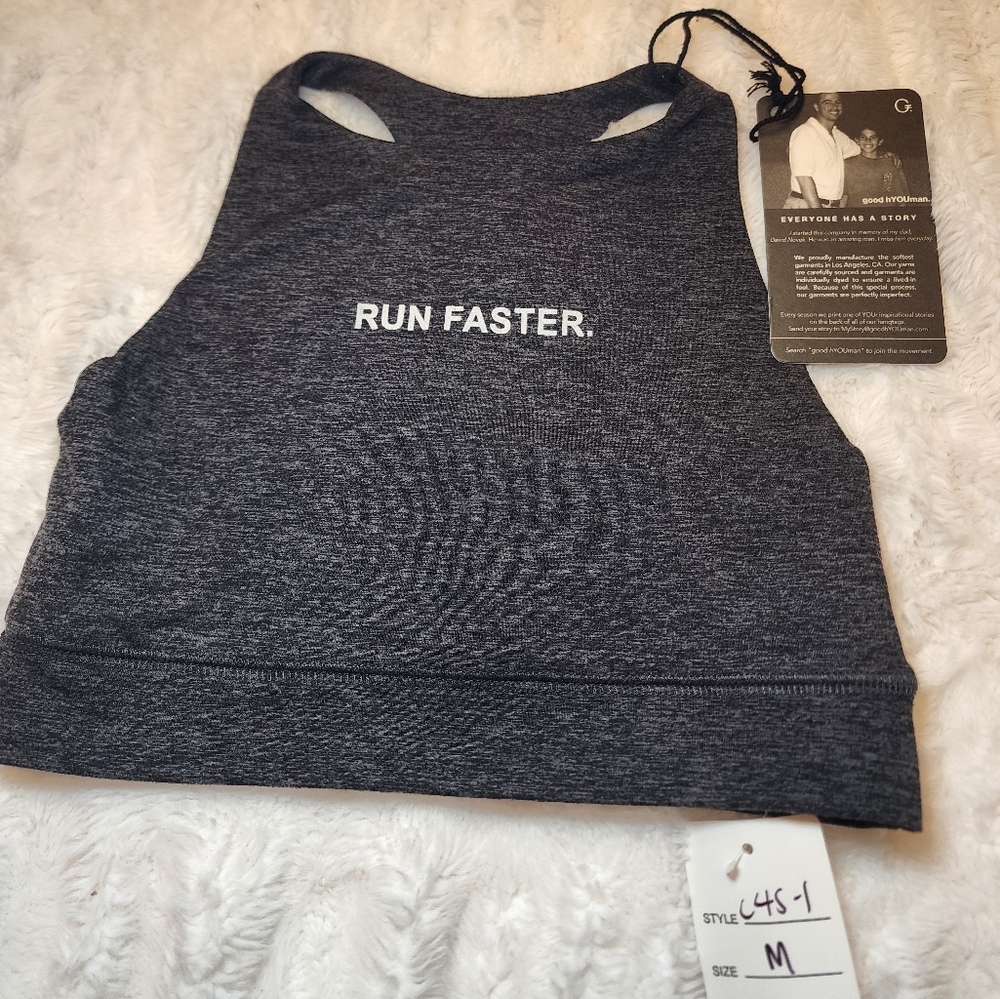 Run Faster Gray Sports Bra by good hYOUman